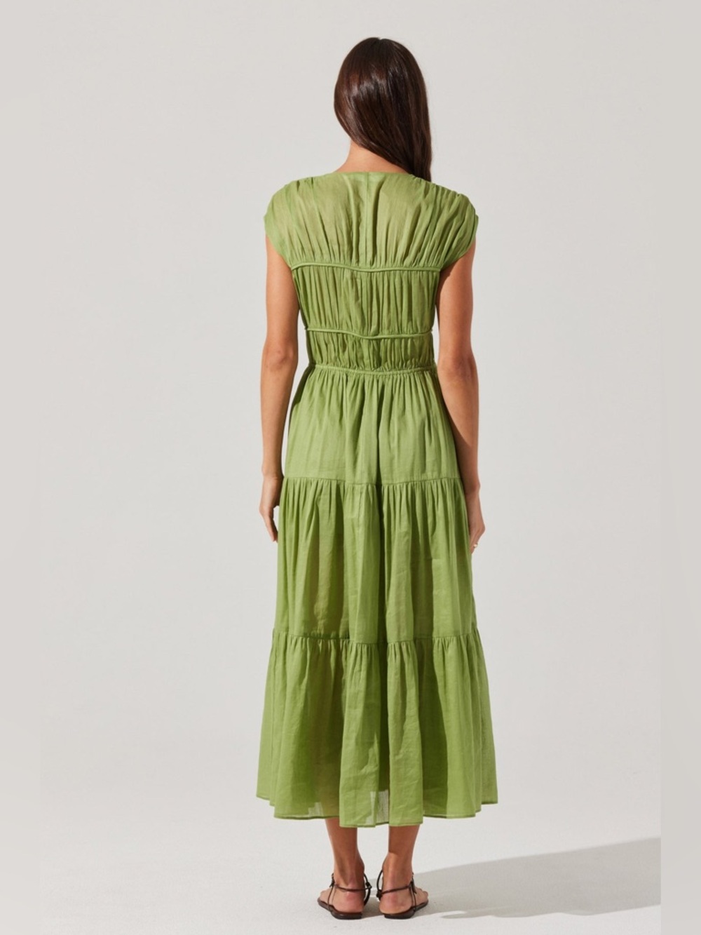 ASTR Alexandria Shirred Tiered Midi Dress - Picture 3 of 7